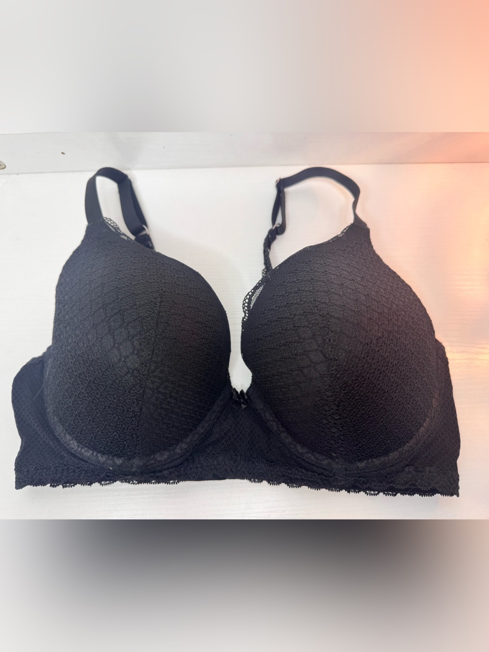 aerie Black Lace Lightly Padded T-Shirt Bra - Picture 1 of 4